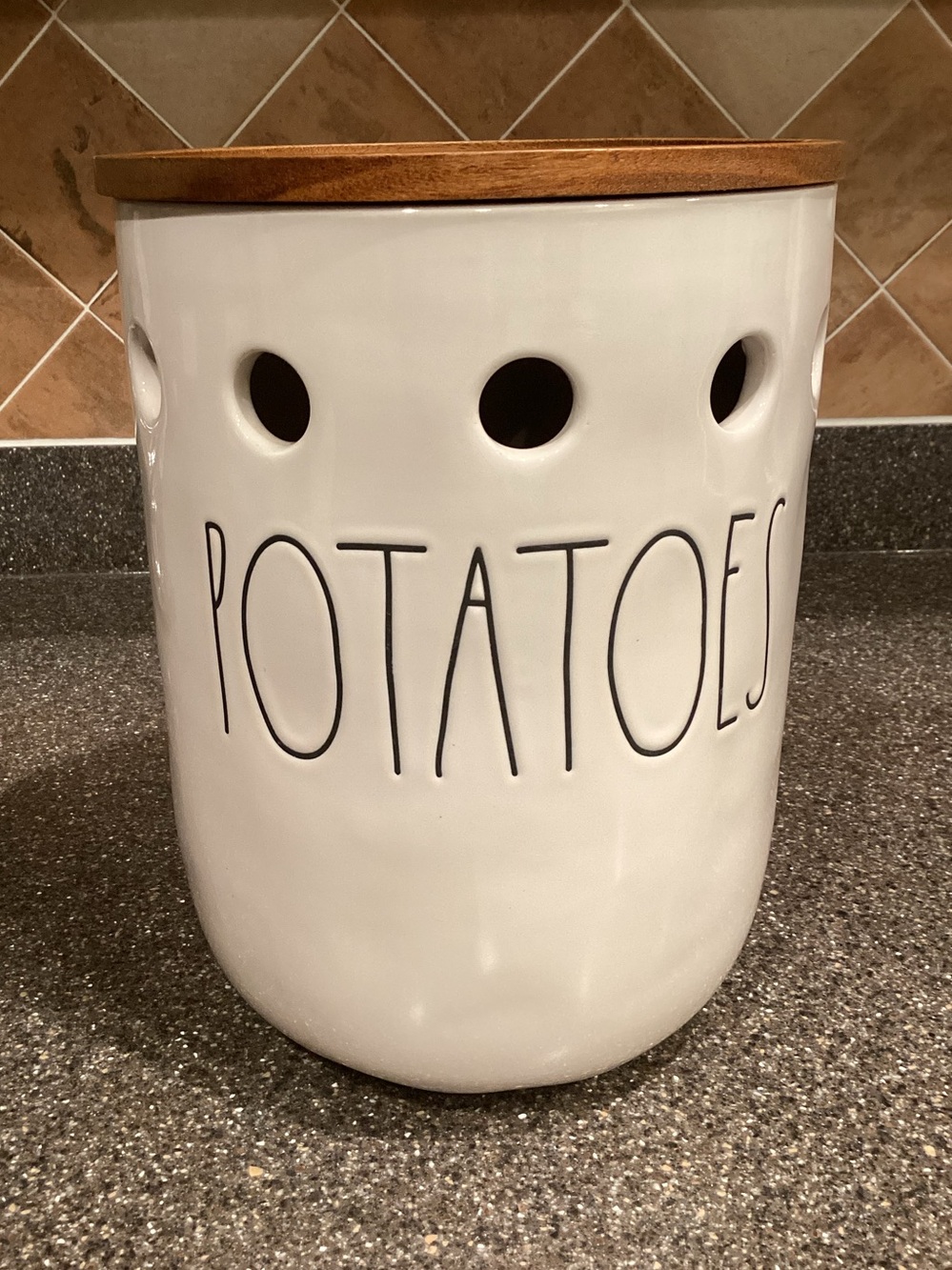 Rae Dunn Artisan Collection Potato Cellar With Wooden Lid - NWOT